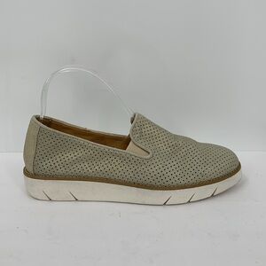 Flexx Daily perforated metallic sneaker shoe slip-on leather taupe women 9.5